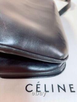 CELINE Shoulder Bag Black Horse bit Gold Hardware Vintage Leather Authentic