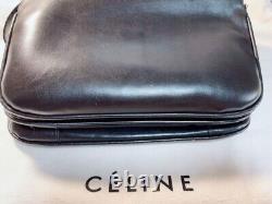 CELINE Shoulder Bag Black Horse bit Gold Hardware Vintage Leather Authentic