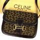 CELINE Shoulder Bag Gold Hardware Horse bit Leather Brown Vintage