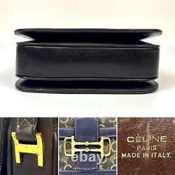 CELINE Shoulder Bag Gold Hardware Horse bit Leather Brown Vintage