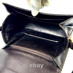 CELINE Shoulder Bag Gold Hardware Horse bit Leather Brown Vintage