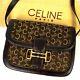 CELINE Shoulder Bag Gold Hardware Horse bit Leather Brown Vintage JAPAN Auth