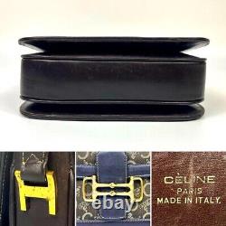 CELINE Shoulder Bag Gold Hardware Horse bit Leather Brown Vintage JAPAN Auth