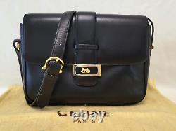 CELINE Shoulder Bag Purse Horse Carriage Leather Vintage Black Auth