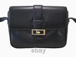 CELINE Shoulder Bag Purse Horse Carriage Leather Vintage Black Auth