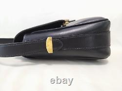 CELINE Shoulder Bag Purse Horse Carriage Leather Vintage Black Auth