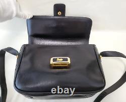 CELINE Shoulder Bag Purse Horse Carriage Leather Vintage Black Auth