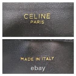 CELINE Shoulder Bag Purse Horse Carriage Leather Vintage Black Auth