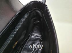 CELINE Shoulder Bag Purse Horse Carriage Leather Vintage Black Auth