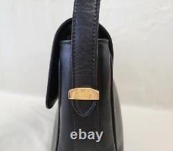 CELINE Shoulder Bag Purse Horse Carriage Leather Vintage Black Auth