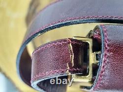 CELINE Shoulder Box Bag Red Wine Leather Gold Horse Carriage Vintage