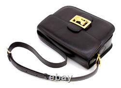 CELINE Vintage Bag Shoulder Bag Horse Carriage Buckle Leather Black Authentic