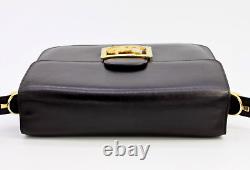 CELINE Vintage Bag Shoulder Bag Horse Carriage Buckle Leather Black Authentic