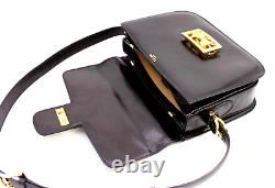 CELINE Vintage Bag Shoulder Bag Horse Carriage Buckle Leather Black Authentic