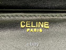 CELINE Vintage Bag Shoulder Bag Horse Carriage Buckle Leather Black Authentic