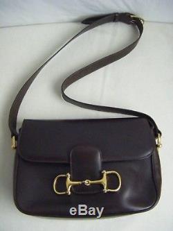 CELINE Vintage Brown Leather Gold Horse-bit Shoulder Bag, RARE