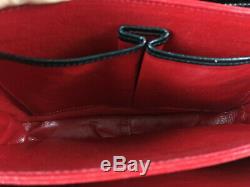 CELINE Vintage Horse Carriage Buckle Black Box Leather Shoulder Bag Purse RED
