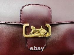 CELINE Vintage Horse Carriage Cross Body / Shoulder Bag Burgundy Red