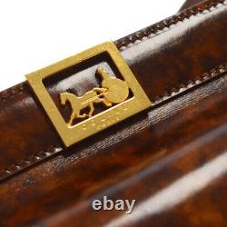 CELINE Vintage Horse Carriage Hardware 2 Way Leather Shoulder Bag Brown Used