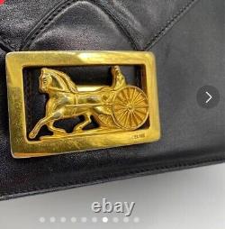 CELINE Vintage Horse Carriage Leather Shoulder Bag Used from Japan