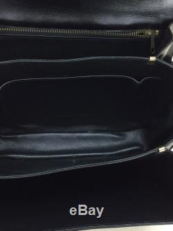 CELINE Vintage shoulder bag leather BLK plain horse-drawn carriage bracket 44