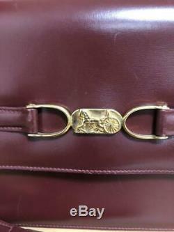 CELINE vintage horse-drawn carriage bracket leather shoulder bag P2954