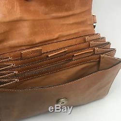 CHLOE RARE Business Vintage Leather Travel Compartment Handbag Clutch Brass