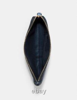 COACH Bag Vintage Midnight Blue Zip Wristlet Horse Carriage Leather Handbag New