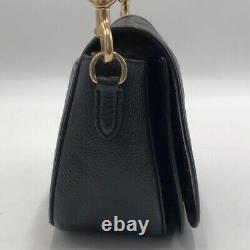 COACH Saddle Bag With Horse Carriage Vintage Mauve Pebbled Leather Black C4058
