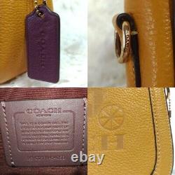 COACH Saddle Bag With Horse Carriage Vintage Mauve Pebbled Leather Ochre C4058