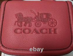 COACH Saddle Bag With Horse Carriage Vintage Mauve Pebbled Leather Pink C4058