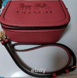 COACH Saddle Bag With Horse Carriage Vintage Mauve Pebbled Leather Pink C4058