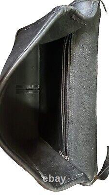 COACH Willis Vintage Black Leather Silver Turn-Lock Crossbody Satchel Bag 9927