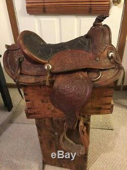 COWBOY BRAND Big Horn 12 horse SADDLE Leather vintage #11 Youth Child Adult