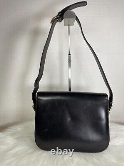 Celine Horse Carriage Shoulder Bag Black Leather Old Vintage Authen