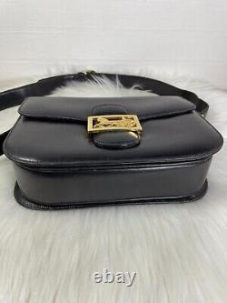 Celine Horse Carriage Shoulder Bag Black Leather Old Vintage Authen