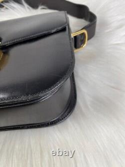 Celine Horse Carriage Shoulder Bag Black Leather Old Vintage Authen