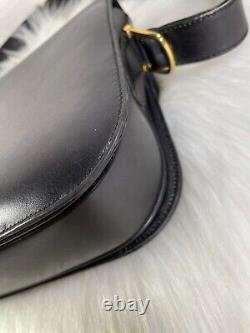 Celine Horse Carriage Shoulder Bag Black Leather Old Vintage Authen