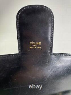 Celine Horse Carriage Shoulder Bag Black Leather Old Vintage Authen