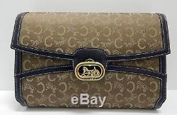 Celine Italy Vintage Horse & Carriage Logo Canvas Leather Clutch Bag Italy