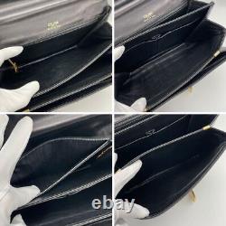 Celine Old Celine Carriage Metal Shoulder Bag Vintage Leather Black