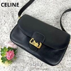 Celine Shoulder Bag Horse Carriage Leather Black W10.2 x H6.7 x D2.7 Vintage