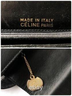 Celine Shoulder Bag Horse Carriage Leather Black W9.8 x H7 x D1.8 Vintage