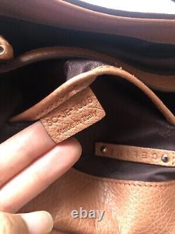 Celine Shoulder Handbag Purse Cognac Leather Horse Carriage Hardware Vintage