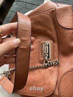 Celine Shoulder Handbag Purse Cognac Leather Horse Carriage Hardware Vintage