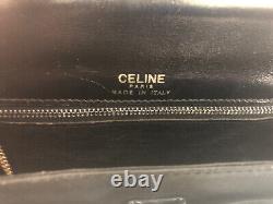 Celine Vintage Black Leather Horse Carriage Box Shoulder/Cross Body Bag