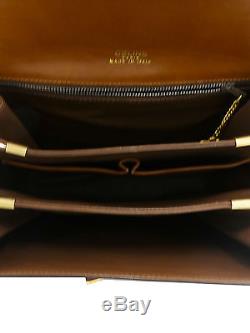 Celine Vintage Brown Leather Horse Carriage Gold Shoulder Bag Handbag