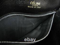 Celine Vintage Horse Carriage Black Leather Shoulder Bag Ey494
