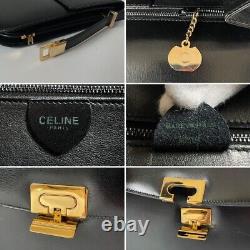 Celine Vintage Shoulder Bag Horse Carriage Leather Black Used from japan