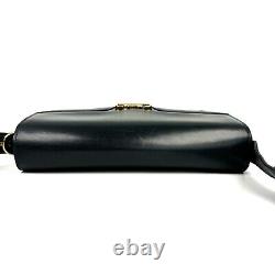 Celine Vintage Shoulder Bag Horse Carriage Leather Navy Authentic